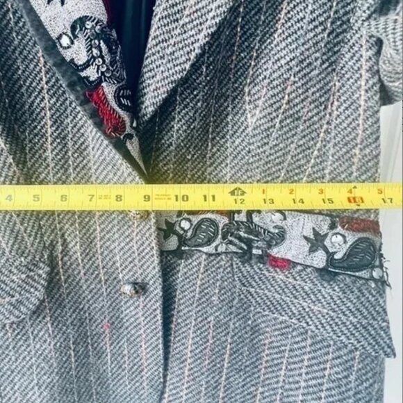 MUGLER VINTAGE WOOL TEXTURED BLAZER PINK STRIPES  SIZE 46 THIERRY MUGLER - Picture 11 of 15